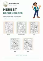 Vorschau - Arbeitsblätter - 5 Herbst-Rechenmalbilder zu Multiplikation und Division - Deckblatt