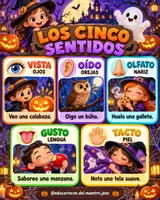 Vista previa - Decoración del aula - Halloween: Los cinco sentidos - Portada