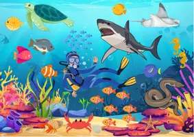 Vorschau - Arbeitsblätter - Lesespurgeschichte – Das Geheimnis der Unterwasserwelt | 3-fach differenziert - Seite 1