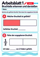 Vorschau - Arbeitsblätter - Bruchteile erkennen und darstellen Klasse 5 Gymnasium | Mathematik Sekundarstufe I | 10 Arbeitsblätter mit Lösungen als PDF - Seite 1