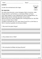 Vorschau - Arbeitsblätter - Lesetexte für die Freiarbeit - mit Fragen zum Leseverständnis - Seite 1