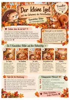 Vorschau - Bildkarten - Der kleine Igel und das Geheimnis des Herbstwaldes – Herbstgeschichte mit Kamishibai-Bildern für Kita & Krippe - Seite 1