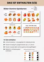 Vorschau - Arbeitsblätter - Herbst Domino für Kita & Vorschule | Zuordnungsspiel Herbst Klasse 1 | Herbstdomino für visuelle Wahrnehmung - Seite 2
