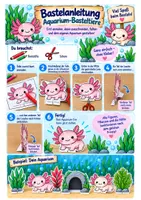Vorschau - Mal- und Bastelvorlagen - Axolotl Aquarium Bastelanleitung - Deckblatt