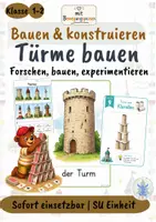 Vorschau - Stundenentwürfe - Türme bauen & konstruieren – Sachunterricht Klasse 1 | Stationenlernen, Standfestigkeit & Bewegung - Deckblatt