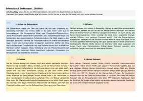 Vorschau - Arbeitsblätter - Übungsaufgaben: Zellmembran, Osmose, Diffusion, Aktiver Transport - Seite 1