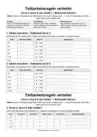 Vorschau - Arbeitsblätter - Teilbarkeitsregeln Vertiefung 4&8 + Musterlösung - Deckblatt