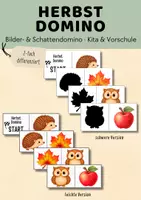 Vorschau - Arbeitsblätter - Herbst Domino für Kita & Vorschule | Zuordnungsspiel Herbst Klasse 1 | Herbstdomino für visuelle Wahrnehmung - Deckblatt