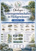 Vorschau - Arbeitsblätter - Ökosystem Fließgewässer: Lebensgemeinschaften – Arbeitsblatt mit Lösung | Klasse 7/8 - Deckblatt