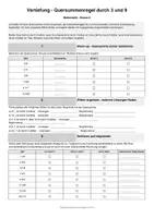 Vorschau - Arbeitsblätter - Vertiefung Quersummenregel: 3 und 9 - Deckblatt