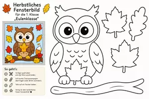 Vorschau - Mal- und Bastelvorlagen - Fensterbilder: Herbst in Klasse 1 | Otter Fuchs Eule - Seite 1
