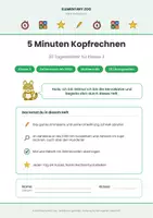 Vorschau - Arbeitsblätter - Mathe Klasse 3: 5 Minuten Kopfrechnen – 30 Tagesblätter als tägliches Rechenritual mit Fortschrittstabelle - Seite 1