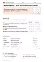 Vorschau - Arbeitsblätter - Negative Zahlen multiplizieren und dividieren - Deckblatt