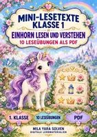 Vorschau - Arbeitsblätter - Mini-Lesetexte Klasse 1 – Einhorn lesen und verstehen | Deutsch Klasse 1 | 10 Leseübungen als PDF - Deckblatt
