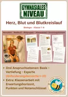 Vorschau - Unterrichtsreihen - Herz, Blut und Blutkreislauf – Biologie Klasse 7–8 Gymnasium | Herzzyklus, Blutdruck, Herzminutenvolumen, Blutgruppen, Herzinfarkt | mit Klassenarbeit und Erwartungshorizont - Deckblatt