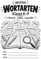 Vorschau - Arbeitsblätter - Wortarten Klasse 6-7 mit Lösungen - Deckblatt