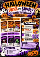 Vorschau - Arbeitsblätter - 🎃 Süßes oder Saures? – Das Halloween-Kartenspiel | Aufgaben, Challenges & Süßigkeiten - Klassenleiterstunde - SMV - Aktion - Deckblatt