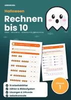 Vorschau - Arbeitsblätter - Halloween Rechnen bis 10 Klasse 1 - Deckblatt