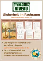 Vorschau - Unterrichtsreihen - Sicherheit im Fachraum – Naturwissenschaften Klasse 5–7 Gymnasium | STOP-Prinzip, H- und P-Sätze, Gasbrenner, Gefährdungsbeurteilung | mit Klassenarbeit und Erwartungshorizont - Deckblatt