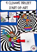 Aperçu - Matériel pour travaux manuels / dessin - Projet artistique de carnaval : clowns Op-Art - Page de couverture