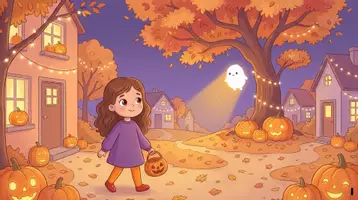 Vorschau - Bildkarten - Kamishibai | Der kleine freundliche Geist | Halloween ganz sanft - Seite 1