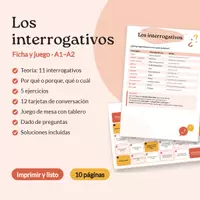 Vista previa - Hojas de trabajo - Los interrogativos - ficha y juego A1-A2 - Portada