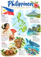 Vorschau - Arbeitsblätter - Lernplakat + Arbeitsblätter zum Thema "Philippinen" (Lückentext, Hörverstehen) + Lösung & MP3 + Infografik - Deckblatt