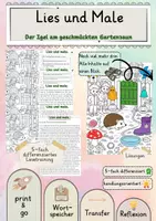 Vorschau - Stundenentwürfe - Igel im Herbst – großes Materialpaket | Lies und Male, Suchsel, 15 Motive & differenziertes Herbstmaterial - Seite 1