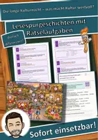 Vorschau - Arbeitsblätter - Die lange Kulturnacht – was macht Kultur wertvoll? – Lesespurgeschichte mit Rätselaufgaben (Klasse 3) - Deckblatt