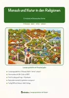 Vorschau - Stationenlernen - Mensch und Natur in den Religionen – Lesespurgeschichte mit Rätselaufgaben (Klasse 7) - Seite 1