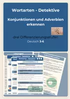 Vorschau - Unterrichtsreihen - Konjunktionen und Adverbien bestimmen Wortarten-Detektive 3 3 fach differenziert , Klasse 3–6 - Deckblatt