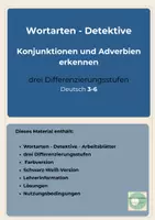 Vorschau - Unterrichtsreihen - Konjunktionen und Adverbien bestimmen Wortarten-Detektive 3 3 fach differenziert , Klasse 3–6 - Seite 1