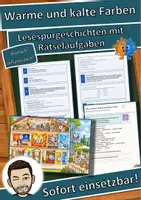 Vorschau - Mal- und Bastelvorlagen - Warme und kalte Farben – Lesespurgeschichte mit Rätselaufgaben (Klasse 3) - Deckblatt