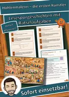 Vorschau - Arbeitsblätter - Höhlenmalerei – die ersten Künstler – Lesespurgeschichte mit Rätselaufgaben (Klasse 5) - Deckblatt