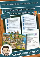 Vorschau - Mal- und Bastelvorlagen - Impressionismus – Malen im Freien – Lesespurgeschichte mit Rätselaufgaben (Klasse 9) - Deckblatt