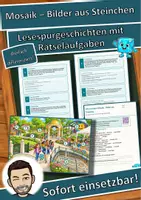 Vorschau - Arbeitsblätter - Mosaik – Bilder aus Steinchen – Lesespurgeschichte mit Rätselaufgaben (Klasse 3) - Deckblatt