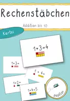 Vorschau - Aufgabenkarten - Montessori - Rechenstäbchen Kartei Addieren bis 10 - Deckblatt