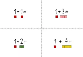Vorschau - Aufgabenkarten - Montessori - Rechenstäbchen Kartei Addieren bis 10 - Seite 1