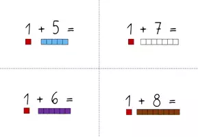 Vorschau - Aufgabenkarten - Montessori - Rechenstäbchen Kartei Addieren bis 10 - Seite 3