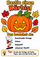 Vorschau - Arbeitsblätter - Kürbis basteln, Halloween, Herbstdeko - Kunst Grundschule Klasse 1-4 - Deckblatt