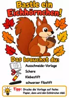 Vorschau - Arbeitsblätter - Eichhörnchen basteln, Waldtiere, Herbstdeko - Kunst Grundschule Klasse 1-4 - Deckblatt