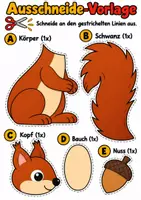 Vorschau - Arbeitsblätter - Eichhörnchen basteln, Waldtiere, Herbstdeko - Kunst Grundschule Klasse 1-4 - Seite 1