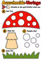 Vorschau - Arbeitsblätter - Fliegenpilz basteln, Herbstdeko, Waldmotiv - Kunst Grundschule Klasse 1-4 - Seite 1