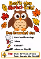 Vorschau - Arbeitsblätter - Herbst-Eule basteln, Waldtiere, Herbstdeko - Kunst Grundschule Klasse 1-4 - Deckblatt