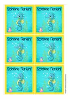 Vorschau - Mal- und Bastelvorlagen - Feriengrüße Sommerferien Seepferdchenklasse - Seite 1