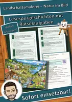 Vorschau - Arbeitsblätter - Landschaftsmalerei – Natur im Bild – Lesespurgeschichte mit Rätselaufgaben (Klasse 8) - Deckblatt