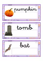 Vista previa - Tarjetas / Manipulativos - INGLÉS - Lecto-escritura minúscula ligada (Halloween) - página 1