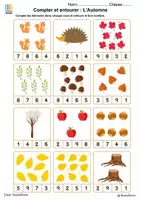 Aperçu - Feuilles d'exercices - L'Automne (Nombres 1 à 10)Fiche d'activités Maternelle & CP - Page de couverture