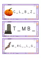 Vista previa - Tarjetas / Manipulativos - Grafía de vocales letra MAYÚSCULA (Halloween) - página 1