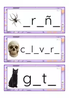 Vista previa - Tarjetas / Manipulativos - Grafía de vocales letra minúscula de imprenta (Halloween) - página 2